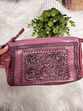 Mini Pink Leather Toiletry Bag