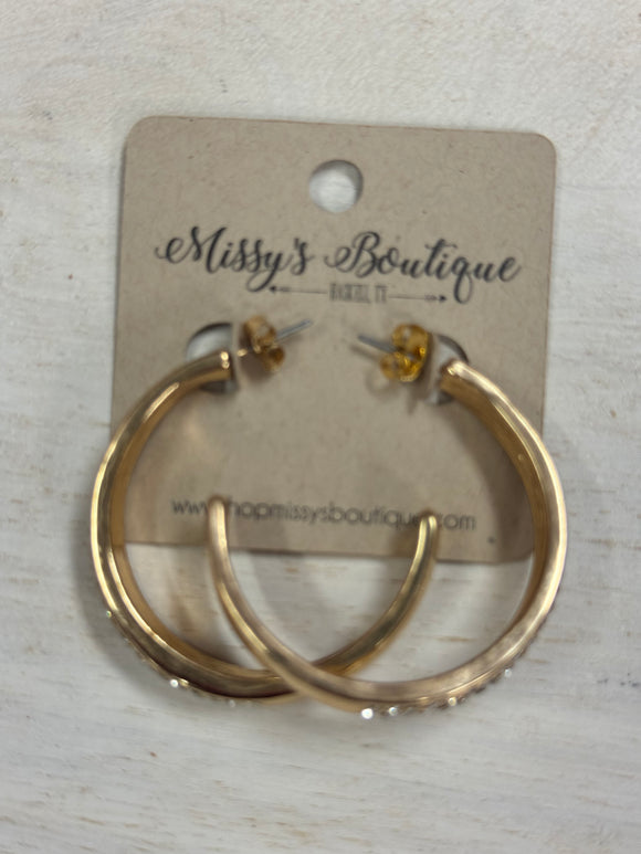 Gold Diamond Studded Hoop Earring