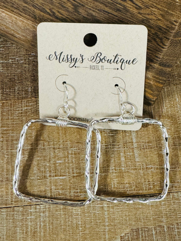 Sterling Silver Square Dangle Earrings Small