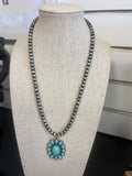 Turquoise Stone Concho Necklace