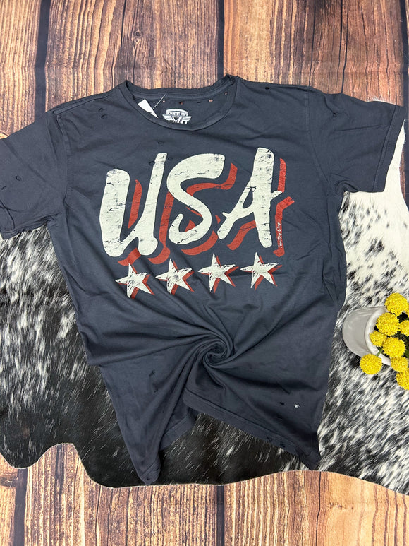 USA Stars Tee- black