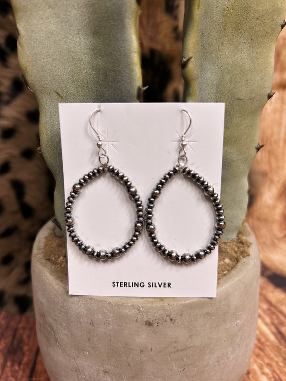 3/4mm Navajo Pearl Hoop Dangle Earrings