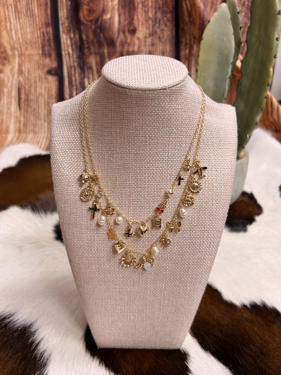 Double Stacked Charm Necklace
