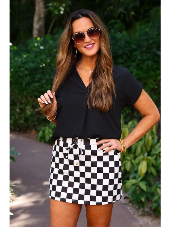 Checkerboard Checkered Skort