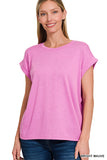 Kacey Cotton Rolled Sleeve Tee