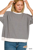 Hallie Striped Short Sleeve Curvy Top