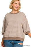 Hallie Striped Short Sleeve Curvy Top