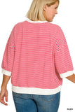 Hallie Striped Short Sleeve Curvy Top