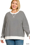 Zoe Striped Rid Banded Curvy Sweatshirt