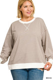 Zoe Striped Rid Banded Curvy Sweatshirt
