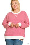 Zoe Striped Rid Banded Curvy Sweatshirt