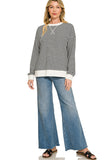 Zoe Striped Rib Banded Sweatshirt
