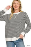 Zoe Striped Rib Banded Sweatshirt