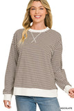 Zoe Striped Rib Banded Sweatshirt