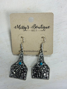 Cattle Tag Turquoise Earring