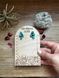 Kingman Turquoise Stud Earrings – Sterling Silver – Navajo Made by Marcella James