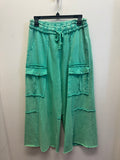 Mineral Washed Wide Leg Cargo Pants