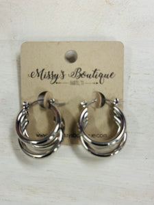 Triple Silver Small Hoop