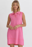 Dylan Solid Collard Dress-Pink