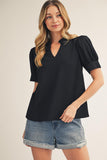 Bekah Puff Shoulder V-Neck Top
