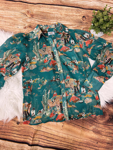 Vintage Wagon Chiffon Button Up Blouse