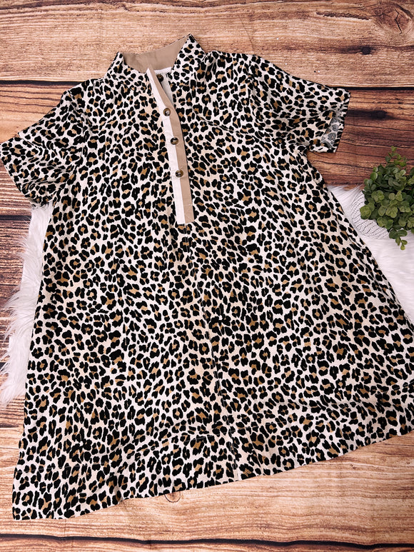 Addison Curvy Collard Leopard Dress