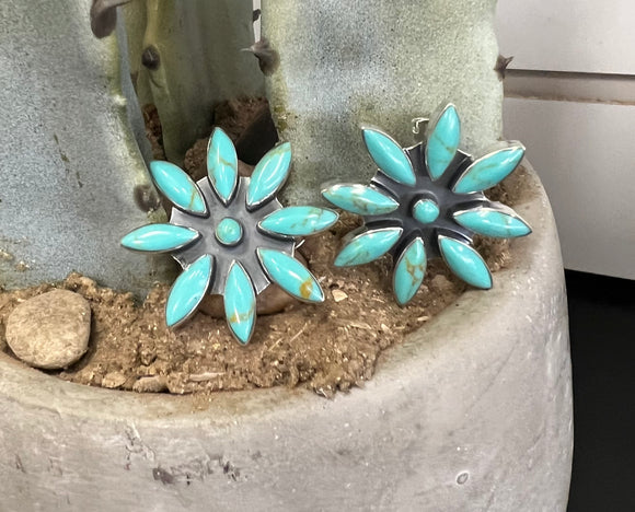 Turquoise Sunflower Post Earring
