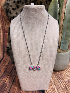 Sterling Silver 3 Stone Cotton Candy Necklace