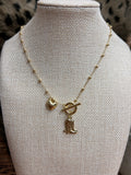 Boot/Heart Charm Necklace