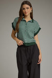 Kathrine Stripe Cap Sleeve Knit Top