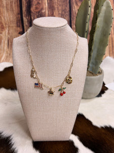 America & Cherrys Charm Necklace