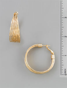 Gold Multi Layered Textured Hoop Earring