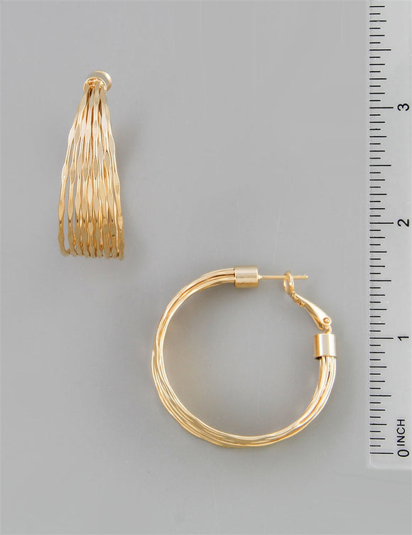 Gold Multi Layered Textured Hoop Earring