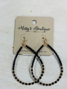 Black/Gold Dangle Seed Beaded Earring