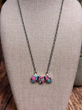 Sterling Silver 3 Stone Cotton Candy Necklace
