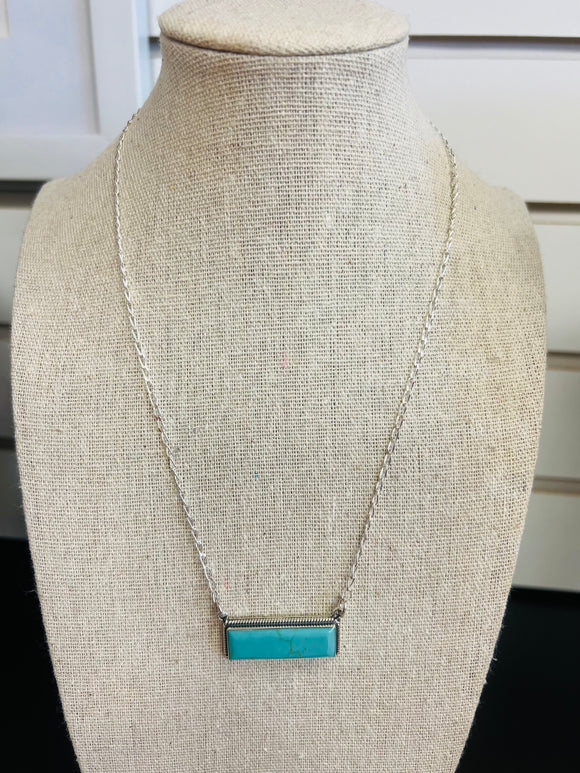 Sterling Silver Turquoise Bar Necklace