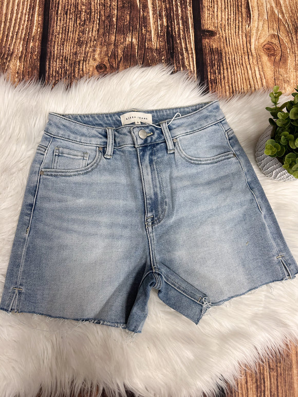 Risen High Rise Raw Cut Hem Side Slit Shorts