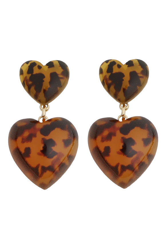 Cheetah Double Heart Earring