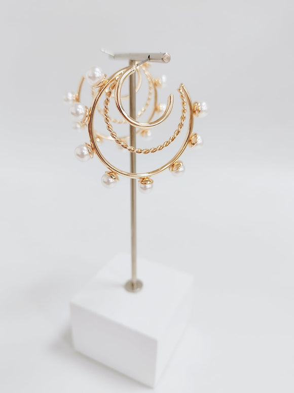 Gold with Pearl Accent Hoop