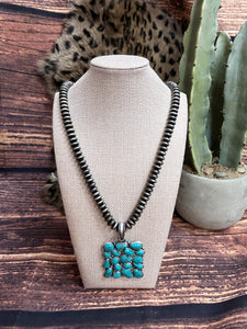 Faux Saucer Turquoise Stone Necklace