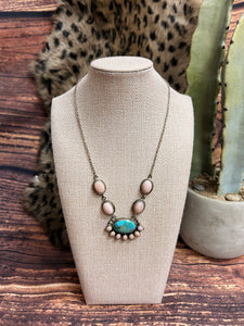 Turq/Pink Conch Opal Necklace