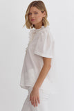 Adrian Ruffled Button Down Top-White