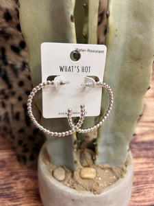 Beaded 4mm Hoop Earring