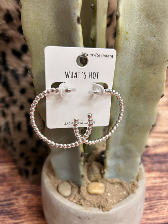 Beaded 4mm Hoop Earring