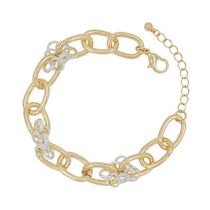 Gold Chain with Silver Knotted  Bracelet