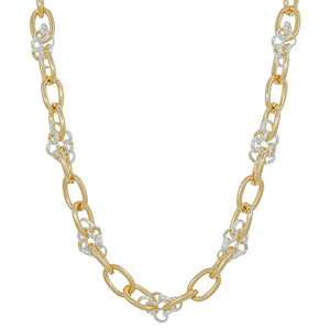 Gold Link Chain with Silver Knotted Necklace