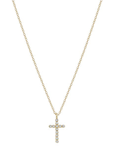 Rhinestone Cross Necklace-Gold