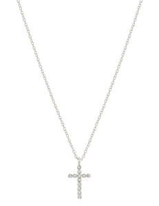 Rhinestone Cross Necklace-Silver