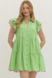 Shelby Lime Button Dress