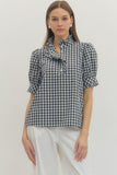 Carlee Gingham Navy Top